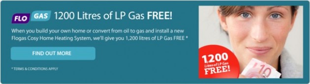 Flogas offers an exceptional 1200 litres of LP Gas FREE for anyone either converting from oil to gas or installing a heating system for the first time - Click for more information